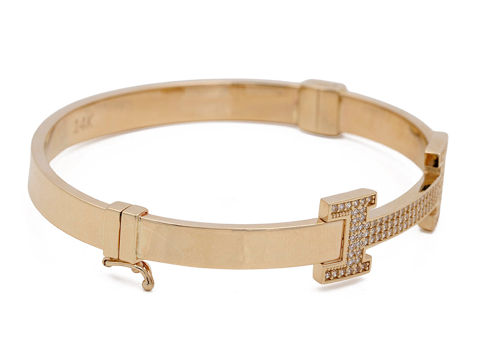 14K Yellow Gold Fashion Bracelet with Cubic Zirconias