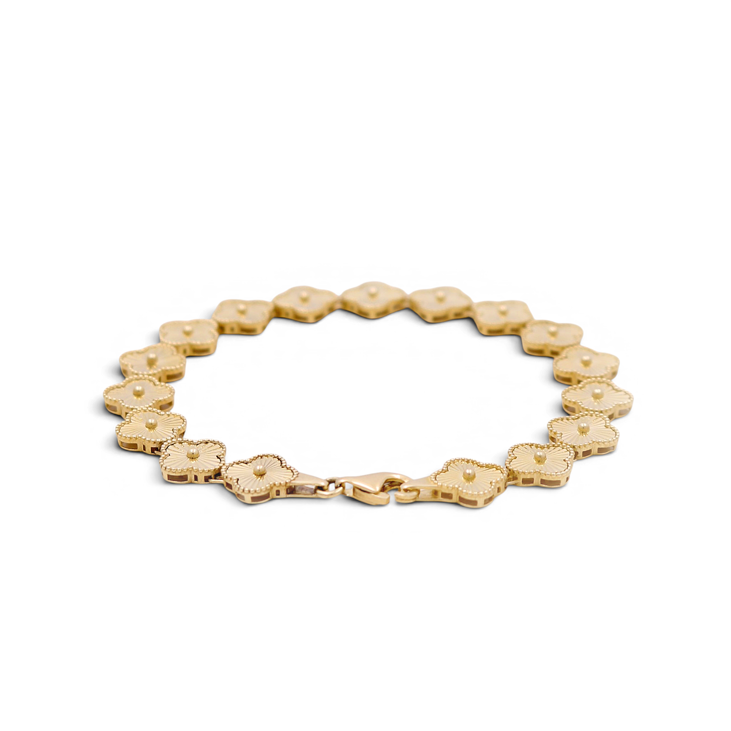 10K Yellow Gold Clovers Women's Bracelet / Size: 7” 8.5mm / Weight: 5.8 GR / DQWB0CLV-4