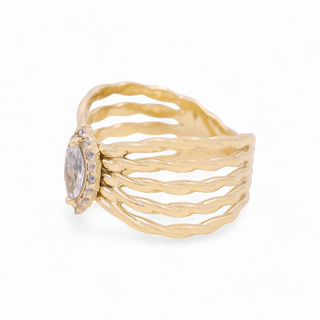 10K Yellow Gold Women's Fashion Ring with White Cz / Size: 7 / Weight: 3.9 GR / YYZ-5531