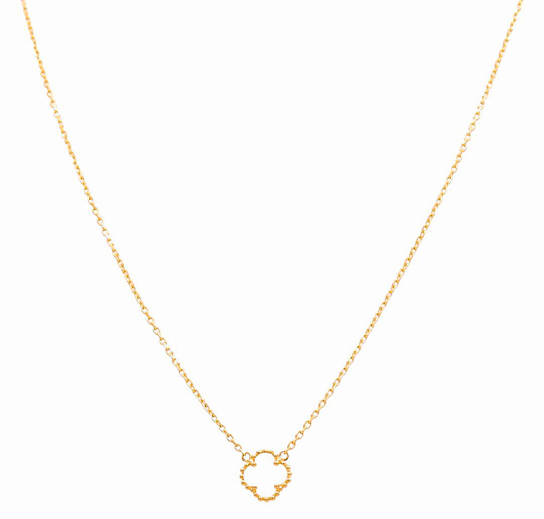 14K Yellow Gold Women's Necklace with One Mother of Pearl Clover / Size 18" 10mm / Weight 4.8 GR / BONK4CLV-10