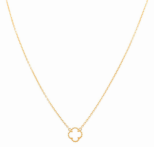 14K Yellow Gold Women's Necklace with One Mother of Pearl Clover / Size 18" 10mm / Weight 4.8 GR / BONK4CLV-10