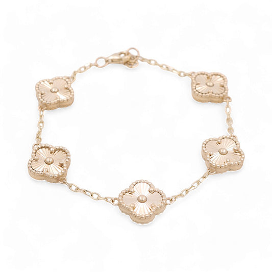 14K Yellow Gold  Five Clover Women's Bracelet / Size 7" / Weight 9.1 GR / COWB4CLV-3
