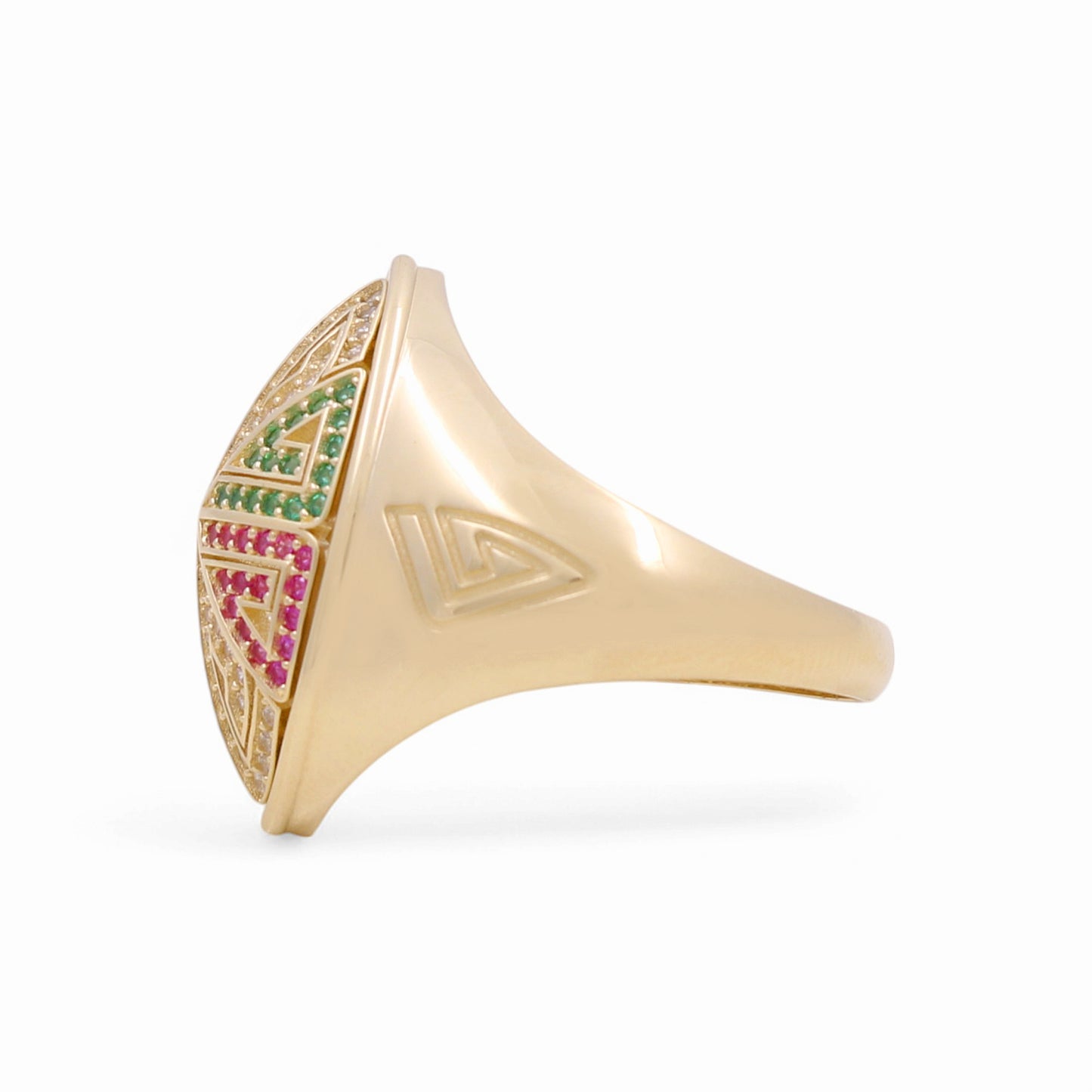 14K Yellow Gold Fashion Women's Ring With Colors Cz / Size: 11.5 / Weight: 6.3 GR / CPMR4FS-27