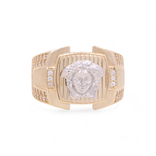 14K Yellow And White Gold Men’s VS Ring / CZ / White Stones / Size 9 / Weight: 8.2 GR / COMRTT4VS-2