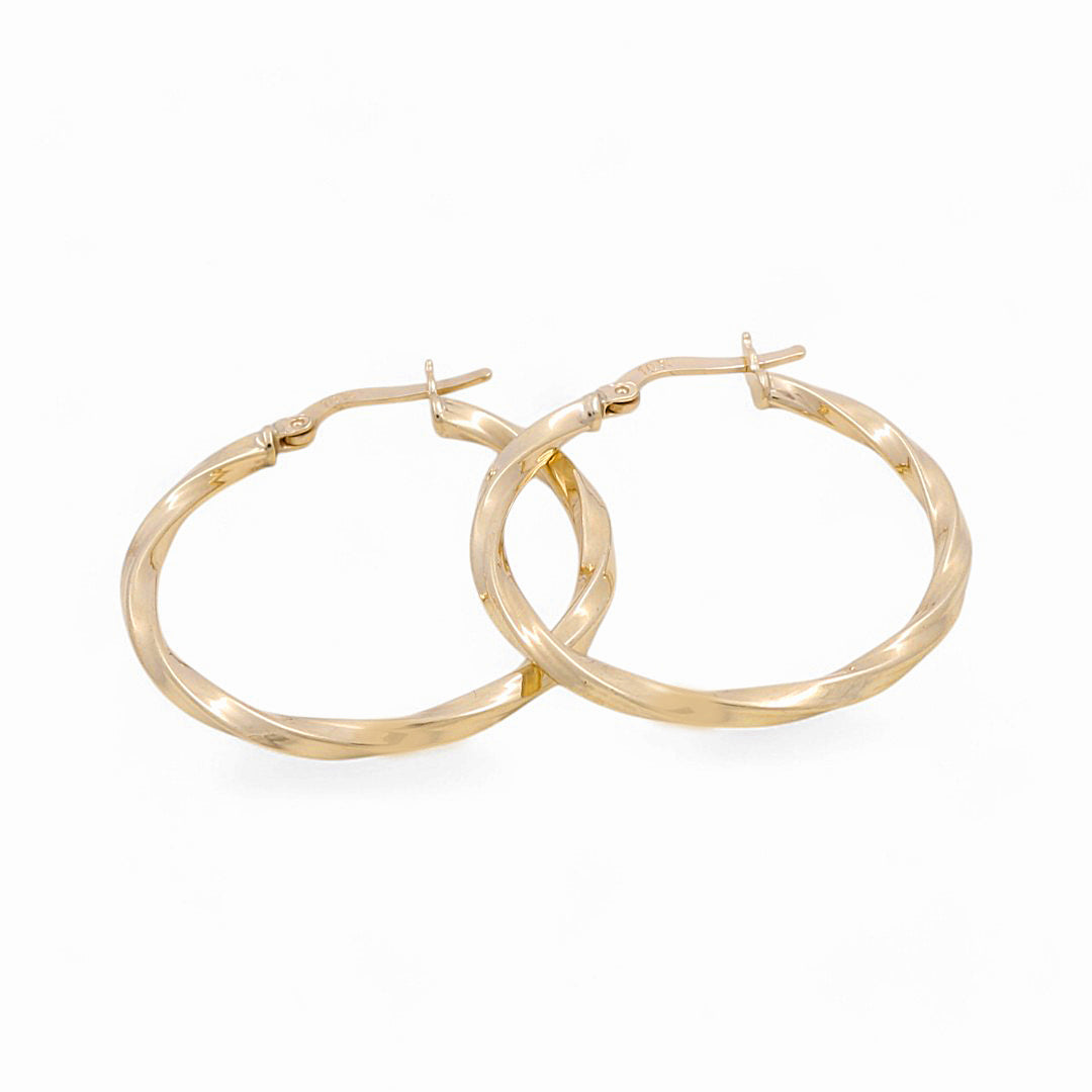 10K Yellow Gold Twist Hoops Earrings / Size: 2.5mm X 26.5mm / Weight: 2.1 GR / KOEH0TR2.5x26.5