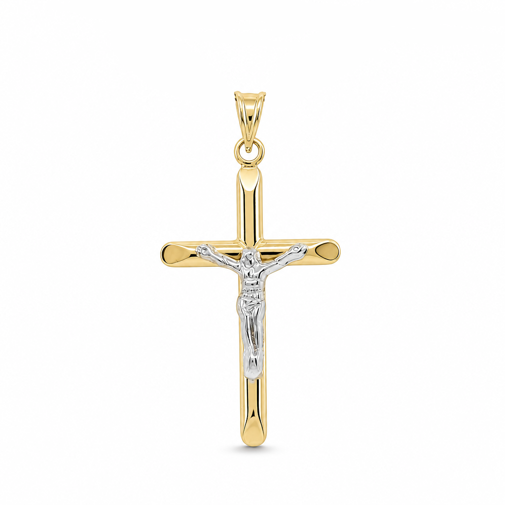14K Yellow & White Gold Cross Pendant / Weight: 1.2 GR / P66P-326