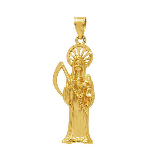 14K Yellow Gold Santa Muerte Pendant / Size: 42MM / Weight: 4.3 GR / COPD4SM