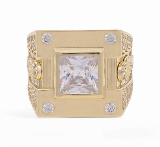10K Yellow Gold San Judas Men's Ring with Cz / Size: 9.5 / Weight: 9.2 GR / P80FM-5