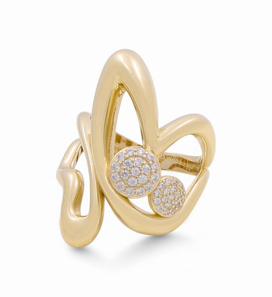 10K Yellow Fashion Butterfly Women's Ring with CZ / Size: 8 / Weight: 4.4 GR / H25-1