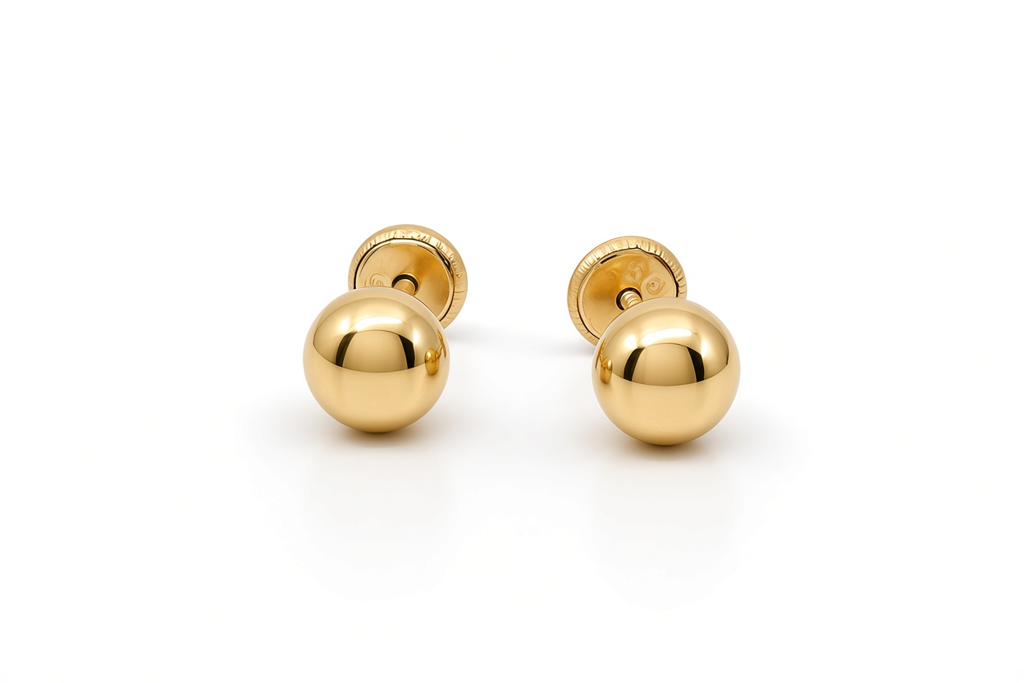 14K Yellow Gold Ball Stud Earrings / 6-B-6