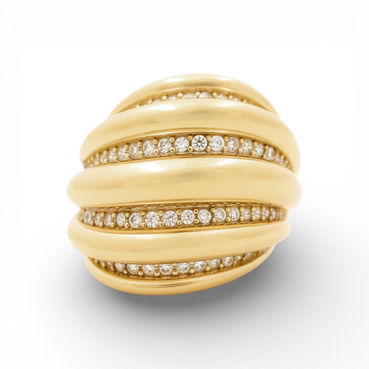 14K Yellow Gold Fashion Women's Ring with Cz / Size: 7.5 / Weight: 8.8 GR / FMR-81