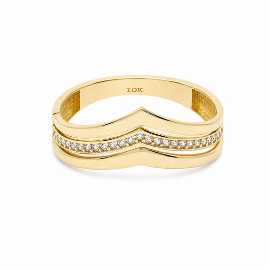 10K Yellow Gold Fashion Women's Ring / Size:9 / Weight: 2 GR / DQWR0FS-123