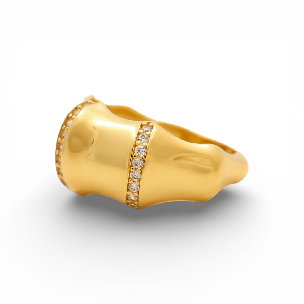 14K Yellow Gold Fashion Women's Ring with Cz / Size: 8 / Weight: 2.2 GR / Y23-41