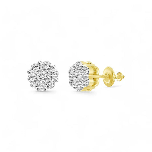 10K Yellow Gold Women's Diamond Flower Stud Earrings / Stone: 1.00CT / 88481Y
