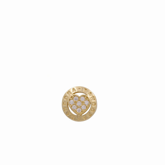 14K Yellow Gold Heart Bracelet Charm with CZ / Weight: 1.5 GR / Stone: Cz / P24CH-140