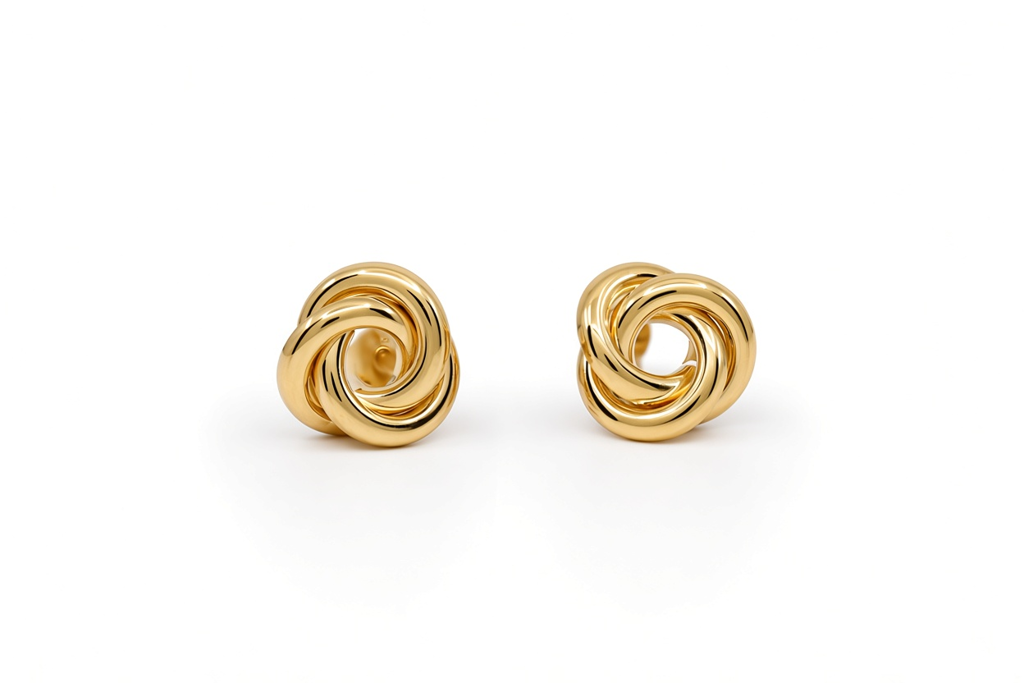14K Yellow Gold Fashion Stud Earrings with Cz / 6-944901P