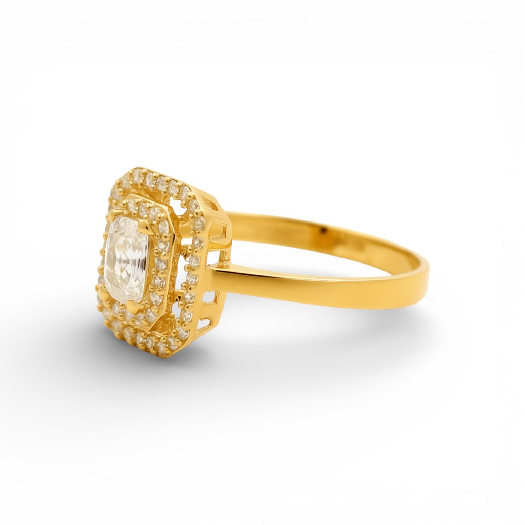14K Yellow Gold Women's Engagement Ring / Stone: Cz / Size: 7.5 / Weight: 1.7 GR / P53R-4