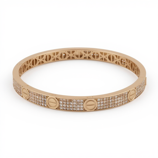 14K Yellow Gold Fashion SemiSolid Bangle CT Bracelet with Cz / Weight: 13.2 GR / DOBB4FSCT-1