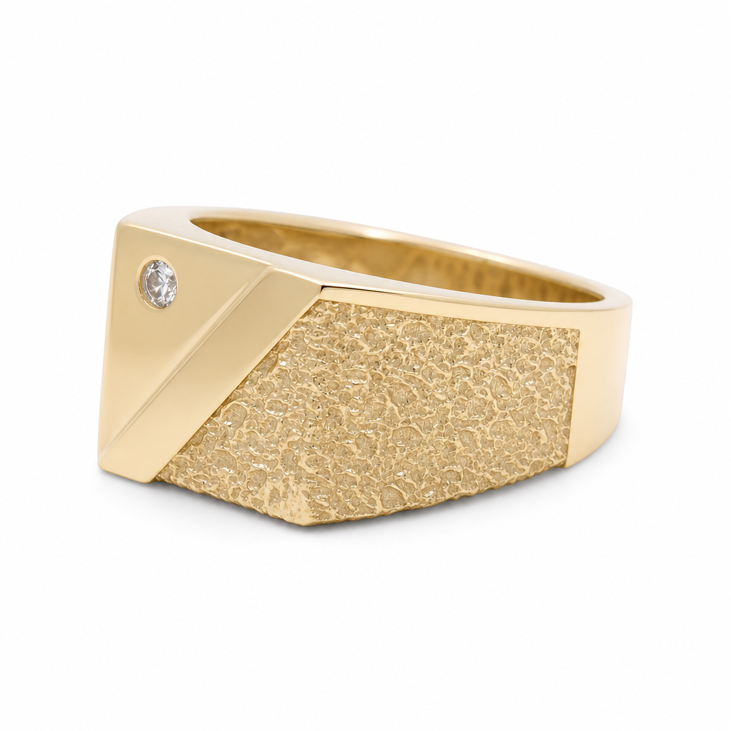 10K Yellow Gold Men's Ring with Cz Stone / Size: 10 / Weight: 5.8 GR / 602-00293