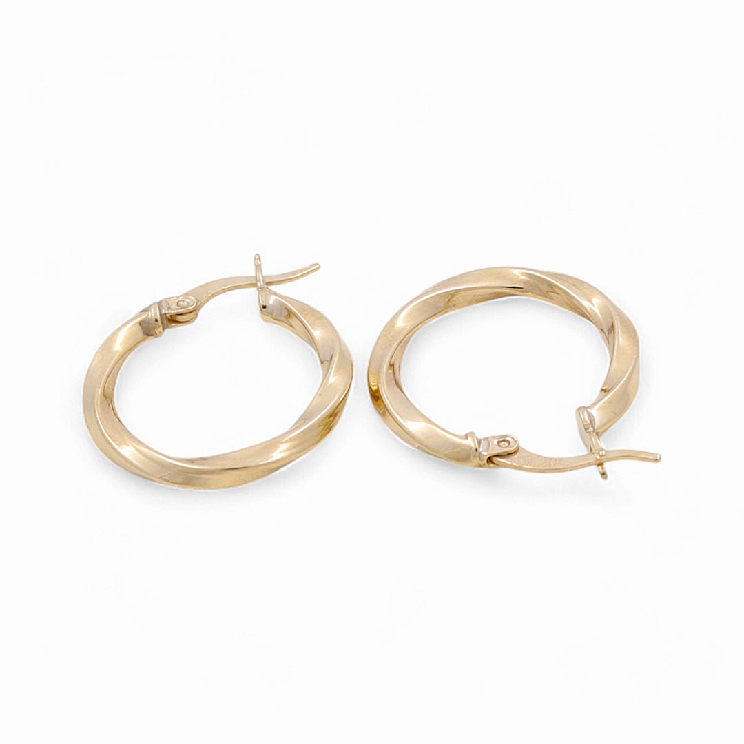 10K Yellow Gold Twist Hoops Earrings / Size: 2.5mm X 15.5mm / Weight: 1.3 GR / KOEH0TR2.5x15.5