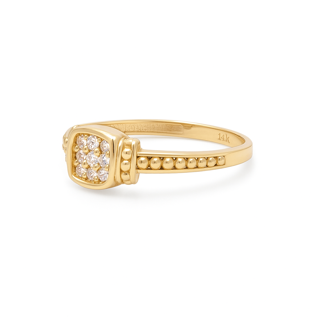 14K Yellow Gold Fashion Women's Ring with Cz / Size: 7.5 / Weight: 1.6 GR / DQWR4FS-73