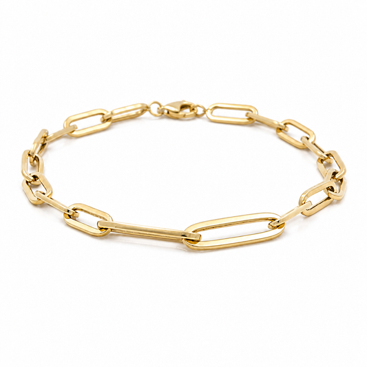 10K Yellow Gold Fashion Paper Clip Link Women's Bracelet / Size: 8" / Weight: 2.5 GR / DQWB0PC-1
