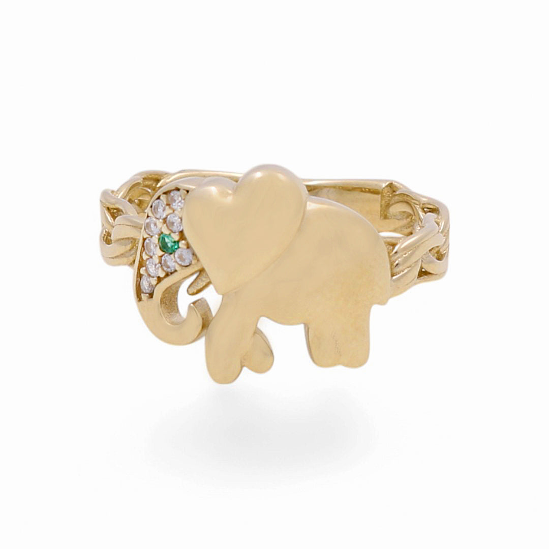 10K Yellow Gold Elephant Women's Ring with CZ / Size: 7.5 / Weight: 2.6 GR / DPWR0EP-1