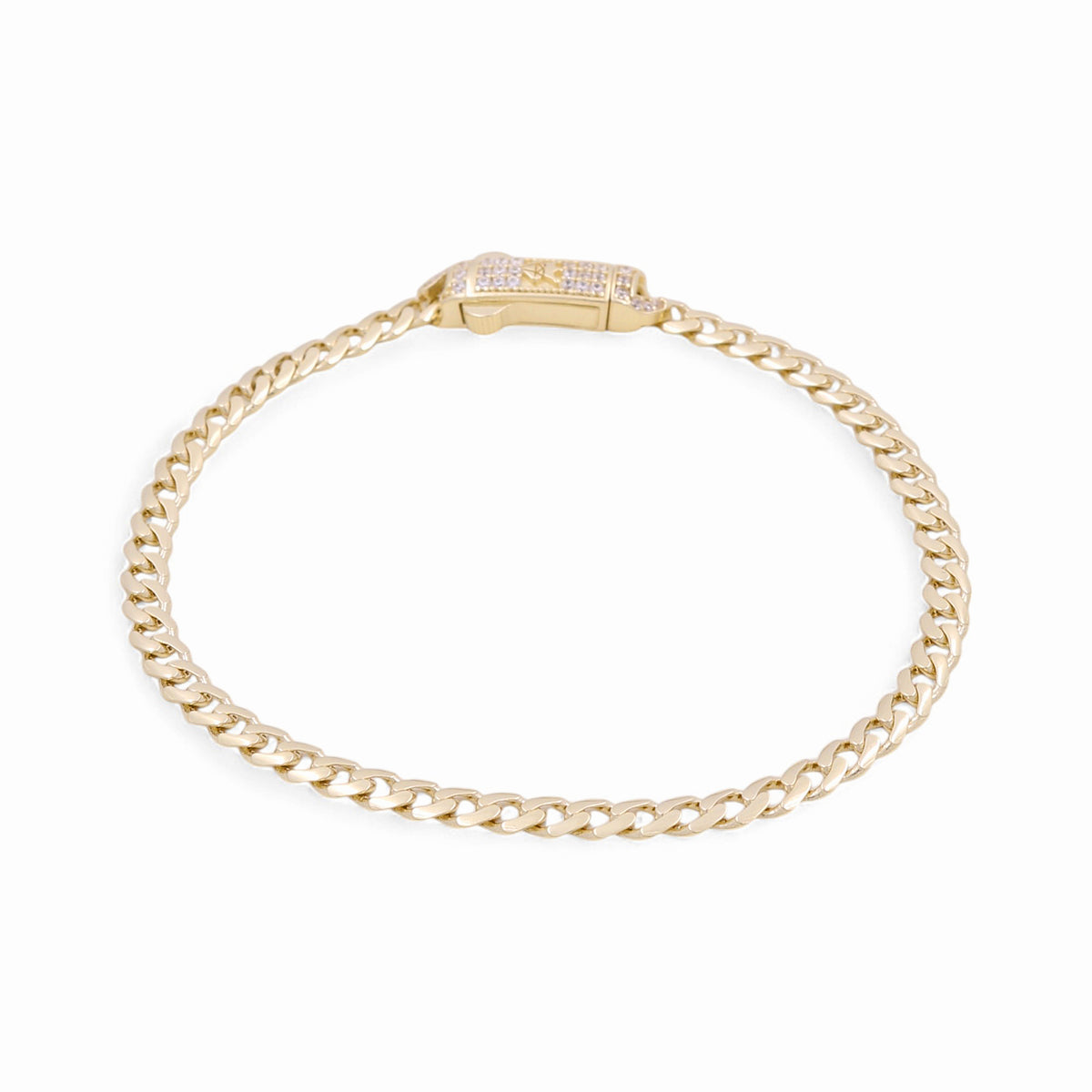 14K Yellow Gold Semisolid Monaco Bracelet / Stone: Cz / Size: 4mm 7.5" / Weight: 6.7 GR / MOWB4MON4-7.5