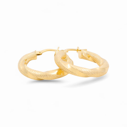 14K Yellow Gold Women's Fashion Hoops Earrings with Diamond Cut / Size: 3.5mmx35mm / Weight: 3.7 GR / 240-00399