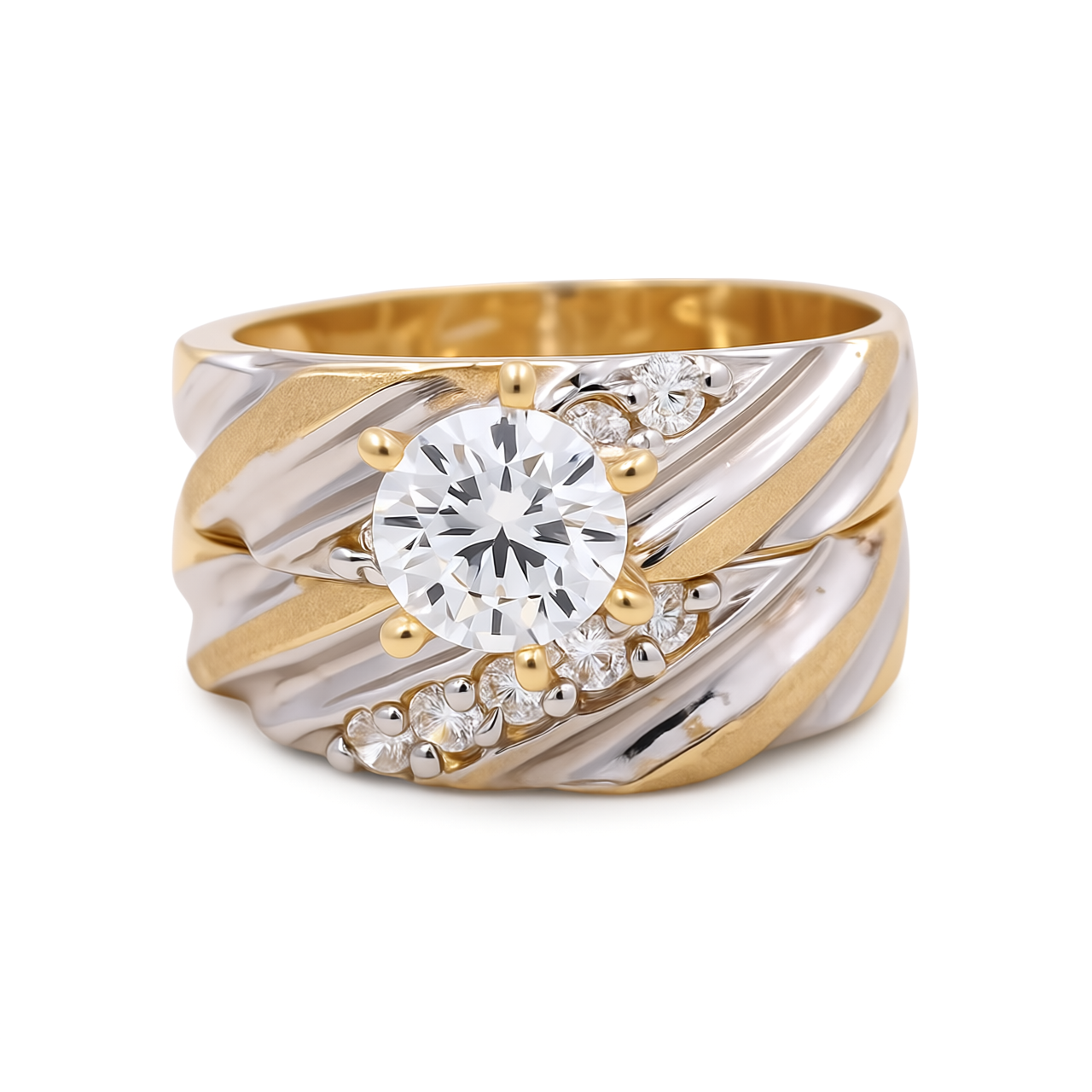 14K Yellow and White Gold Women’s Bridal Set / Stone: Cz / Size: 8 / Weight: 7.2 GR / DEEWRTT4BS