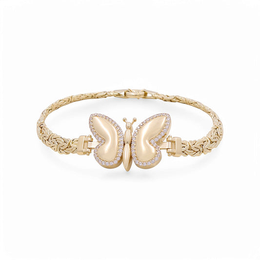 14K Yellow Gold Fashion Woman's Bracelet w/Butterfly Byzantine Link / Size: 7.5" / Weight: 12.0 gr / DPWB4BTBZ