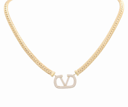 10K Yellow Gold Women's Fashion V Necklace With Cz / Size: 17" / Weight: 15.3 GR / DPNK0V