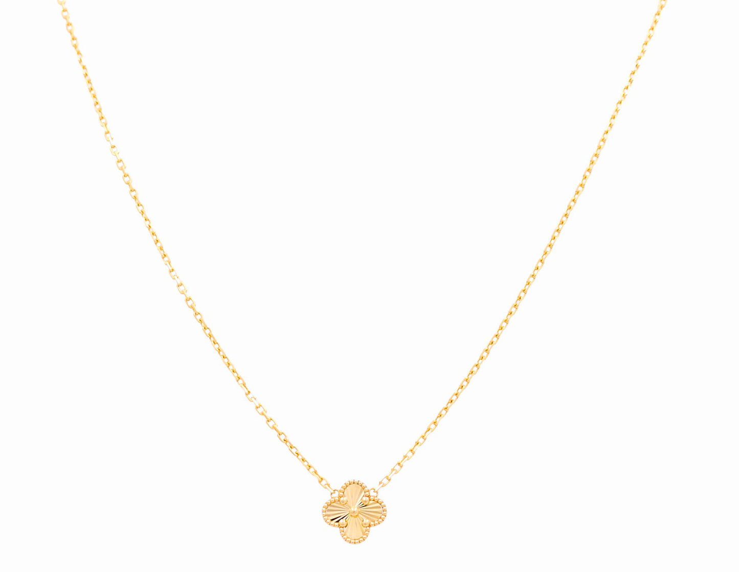 14K Yellow Gold One Clover Women's Necklace / Size: 17" 12MM / Weight: 4.4 GR / DONK4CLV-2