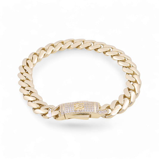 10K Yellow Gold Monaco Semisolid Men's Bracelet / Stone: Cz / Size: 9mm 7.5" / Weight: 12 GR