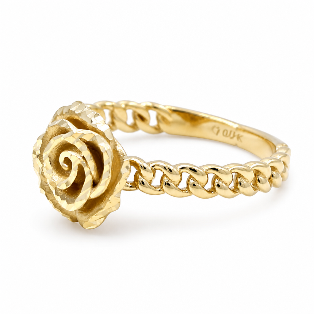 10K Yellow Gold Fashion Rose Women's Ring / Size:7 / Weight: 2.0 GR / DQWR0FS-112