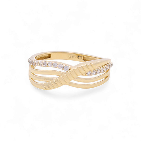 14K Yellow Gold Fashion Women's Ring with Cz / Size: 8.5 / Weight: 2 GR / DQWR4FS-27