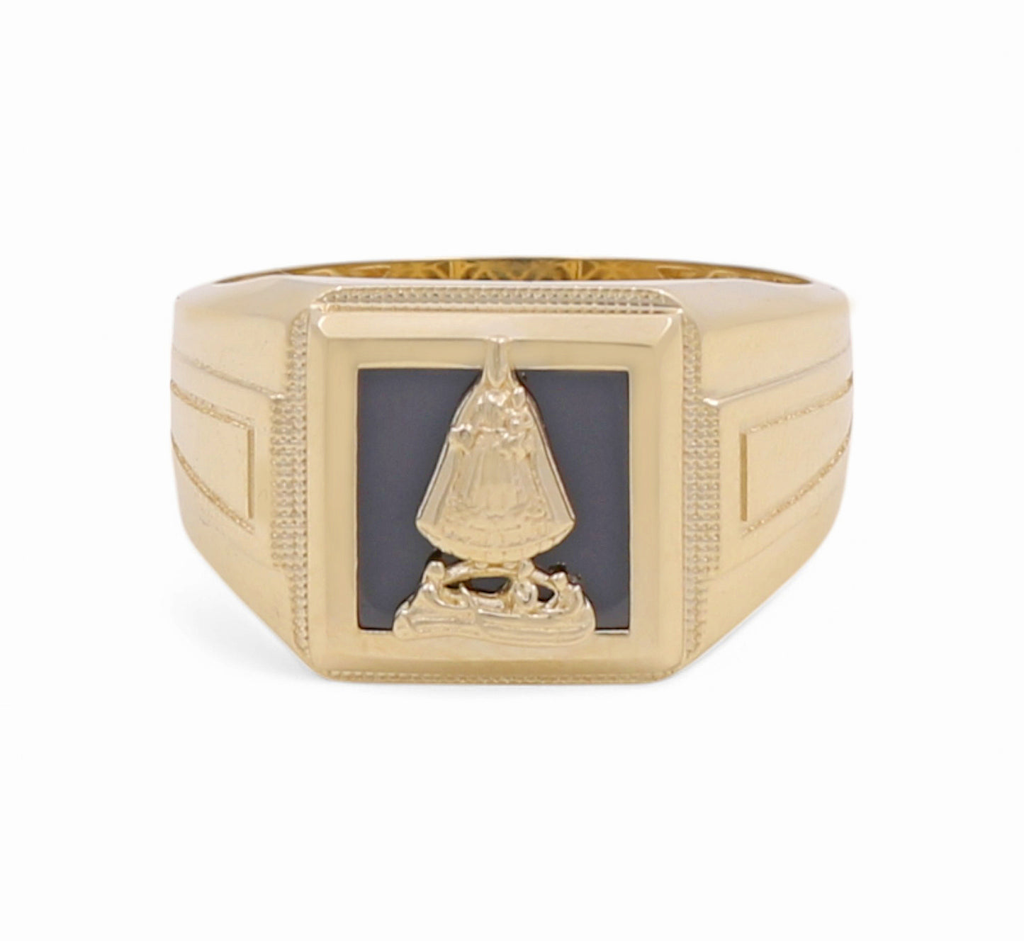 14K Yellow Gold Virgen de la Caridad Men's Ring / Size: 10.5 / Weight: 5.6 GR / P04FM-690