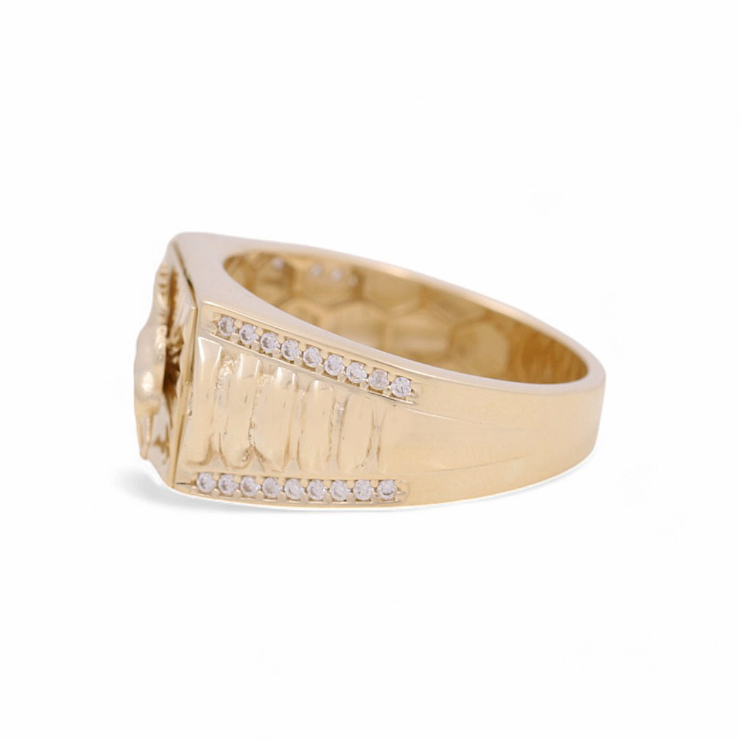 14K Yellow Gold Men’s Horse  Fashion Ring / Size 10/ 6.4gr COMR4FS-34