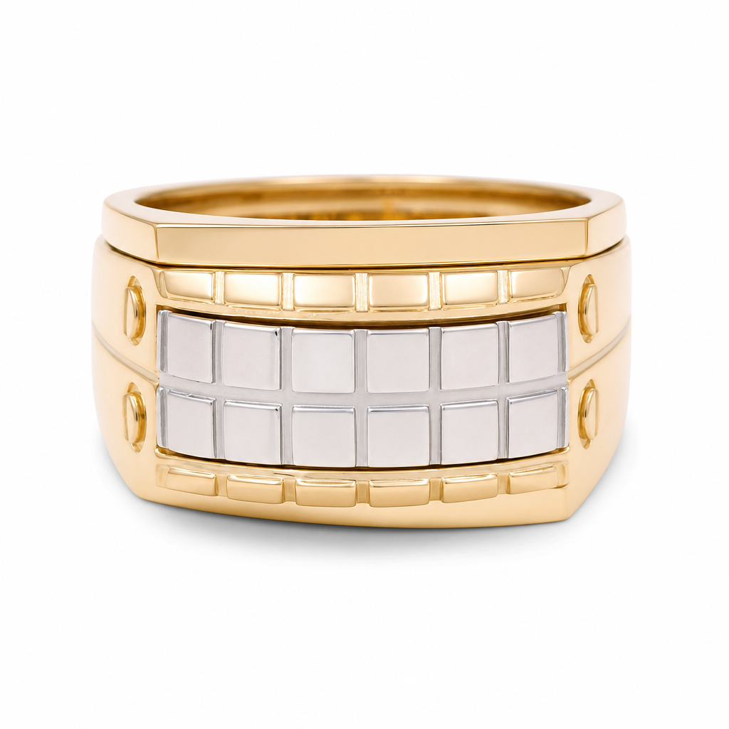 14K Yellow Gold and White Men's Rings / Size: 10 / Weight: 10.6 GR / 711-00292
