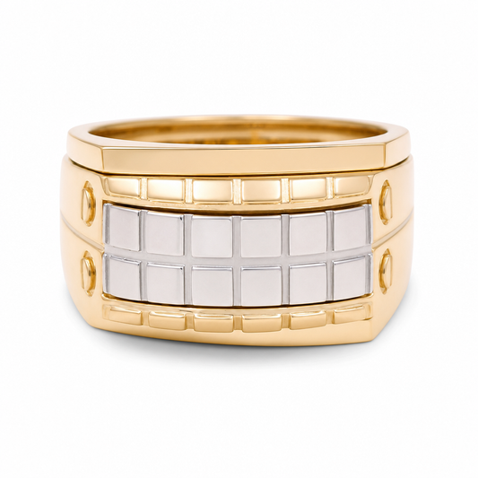 14K I Yellow Gold and White Men's Rings / Size: 10 / Weight: 10.3 GR / 711-00292