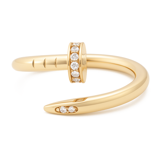 10K Yellow Gold Nail Women's Ring with White Cz / Size: 8 / Weight: 1.9 GR / DQWR0NL