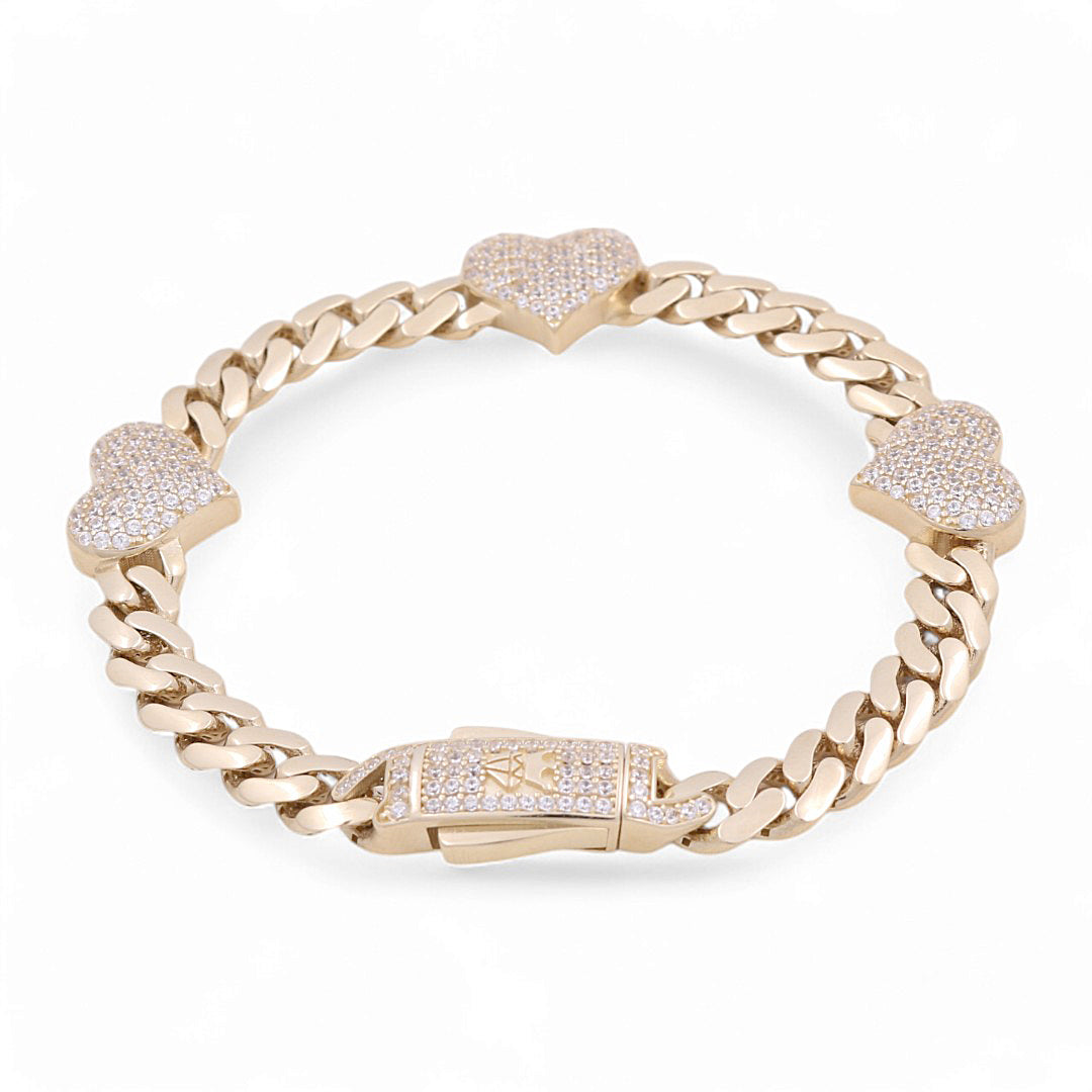 10K Yellow Gold Monaco Women's Bracelet with Heart / CZ / Size: 7.5" / Weight: 13.1 GR / DOWB0MONHR
