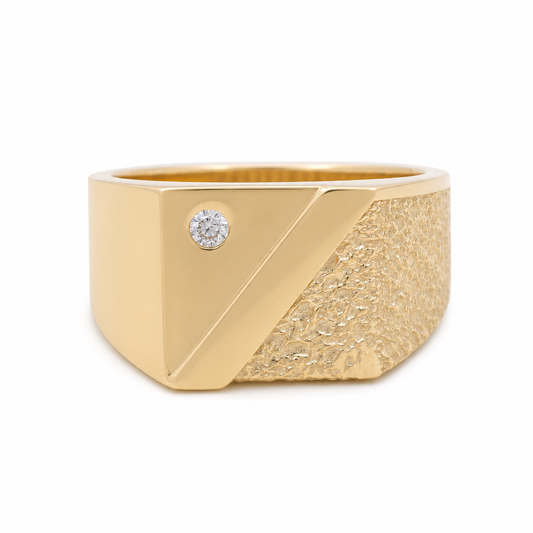 10K Yellow Gold Men's Ring with Cz Stone / Size: 10 / Weight: 5.5 GR / 602-00293
