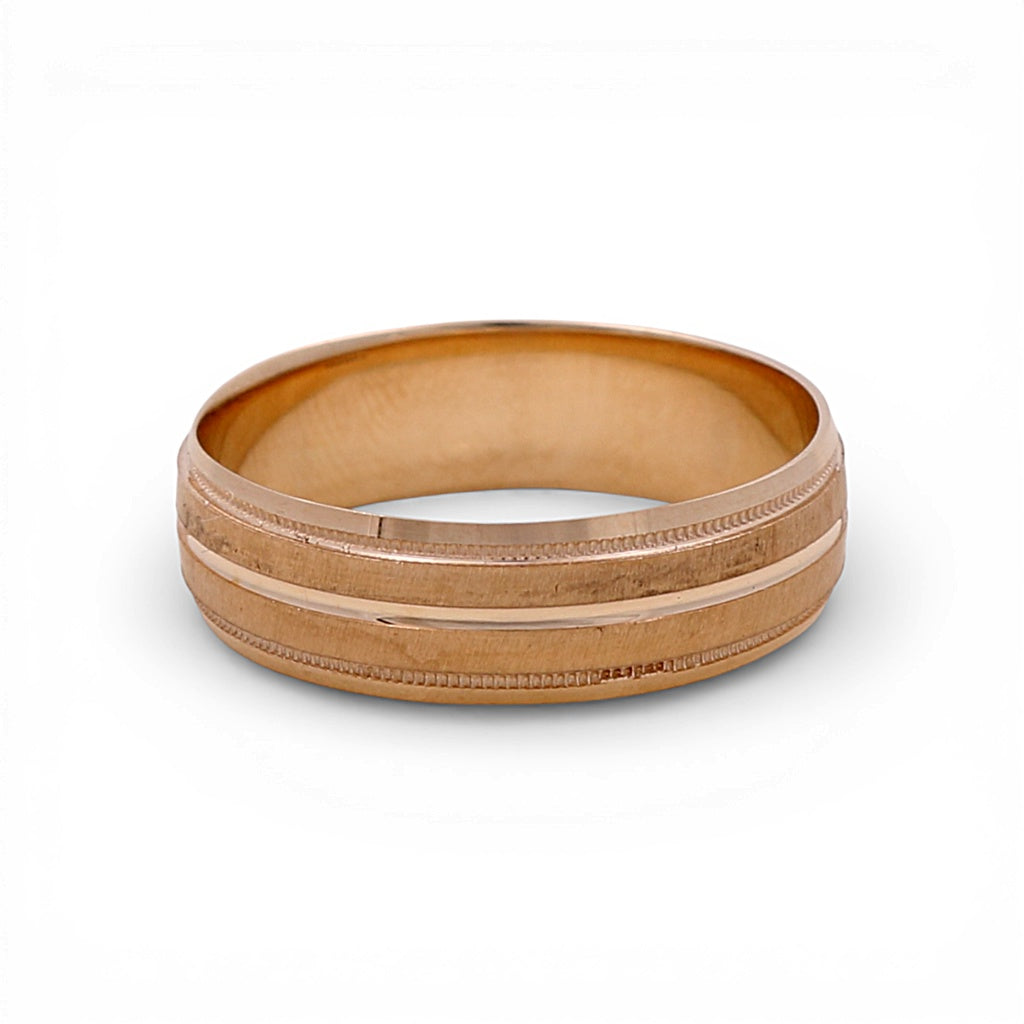14K Yellow Gold Men’s Wedding Band with Design / Size: 10 / Weight: 4.3 GR / WBEEMWB4DS-5