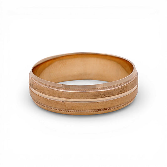 14K Yellow Gold Men’s Wedding Band with Design / Size: 10 / Weight: 4 GR / WBEEMWB4DS-5