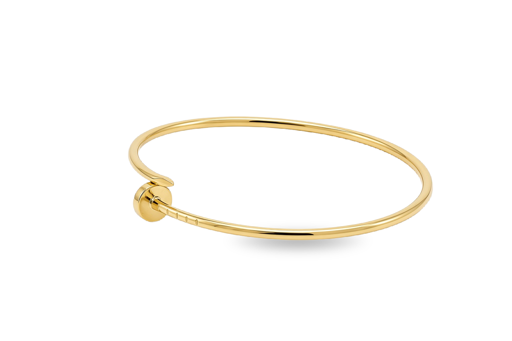 10K Yellow Gold Fashion Women's Nail Bangle Bracelet / Size: 18" / Weight: 3.3 GR / P04B-33