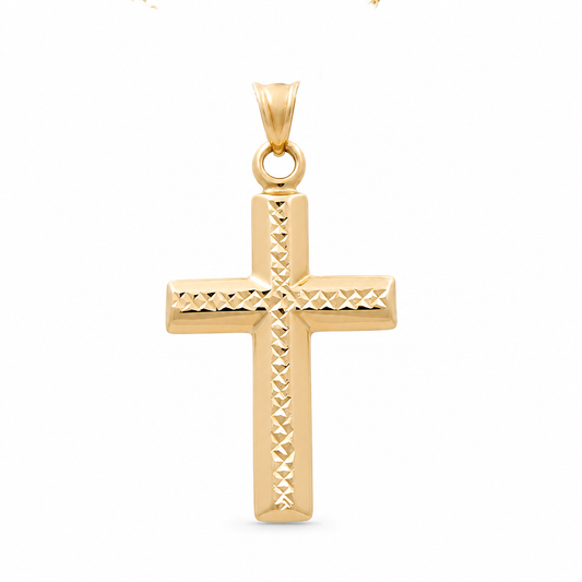 10K Yellow Gold Cross Pendant with Diamond Cut / Weight: 1 GR / DQPD0CS-8