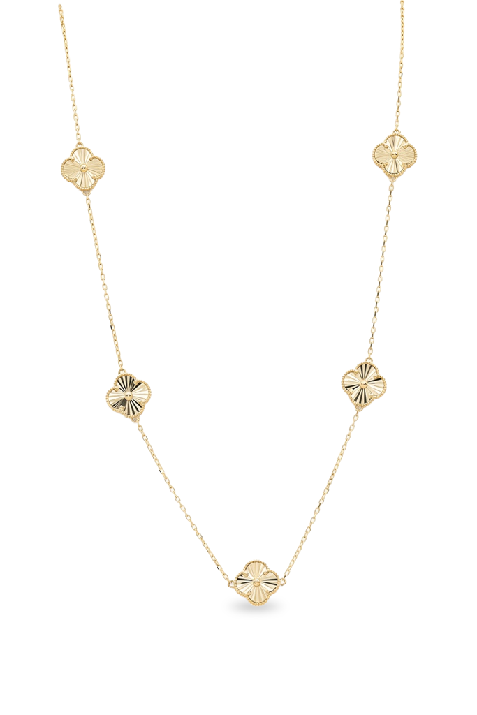 10K Yellow Gold Five Clovers Necklace / Size: 18" / Weight: 6.2 GR / P04VN-38