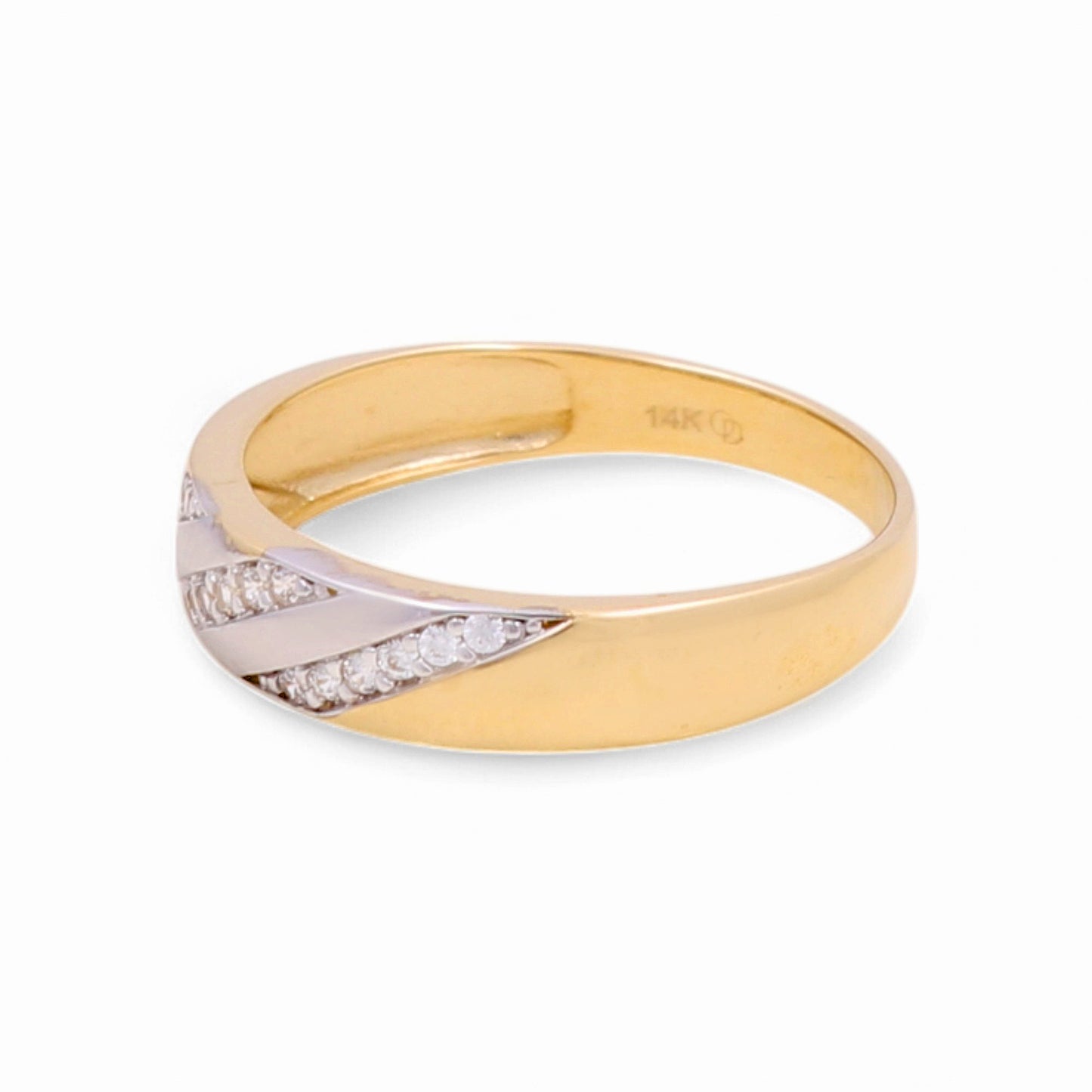14K Yellow and White Gold Men’s Wedding Band / Stone: Cz / Size:10 / Weight: 3.1 GR / KEEMWBTT4BS-8