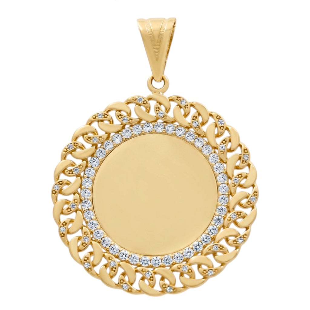 10K Yellow Gold Medal Pendant with Cz / Size: 35MM / Weight: 7.6 GR / COPD0MD-2